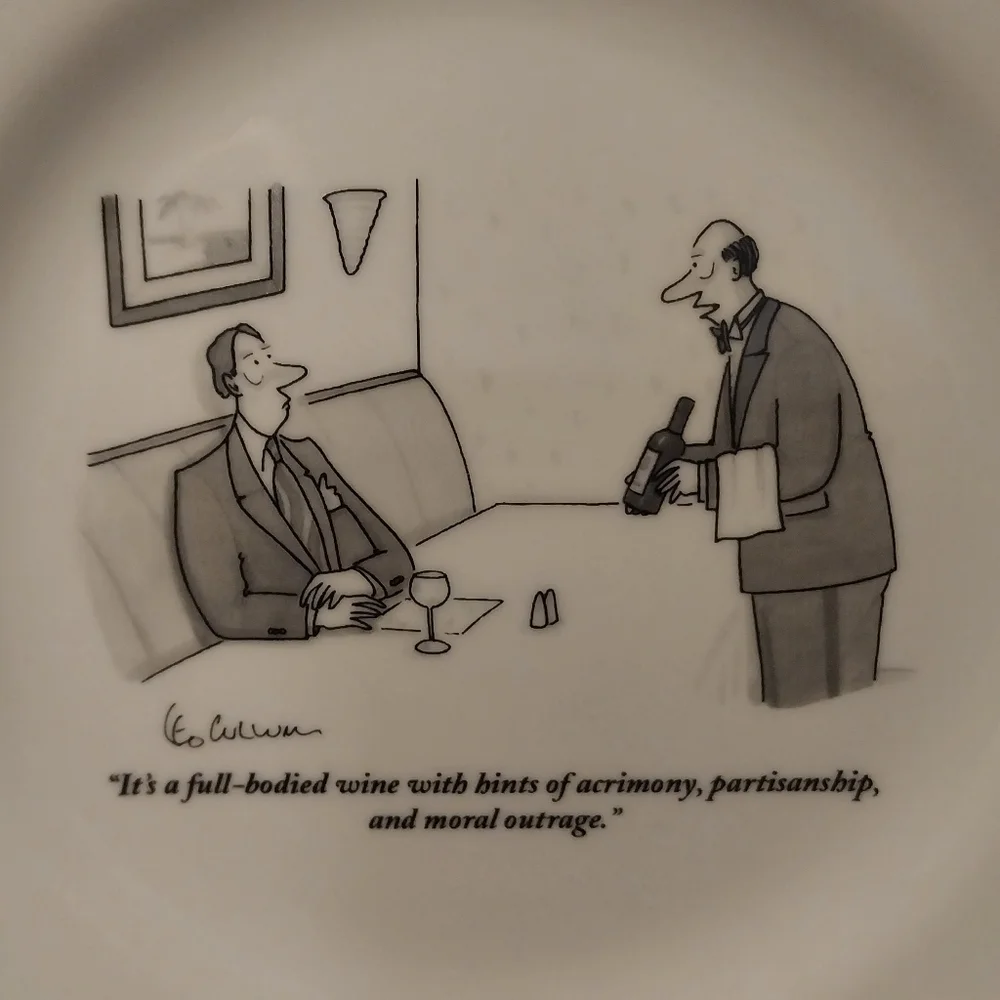 1999 The New Yorker Appetizer Cheese Plate by Cartoon Artist Leo Cullum